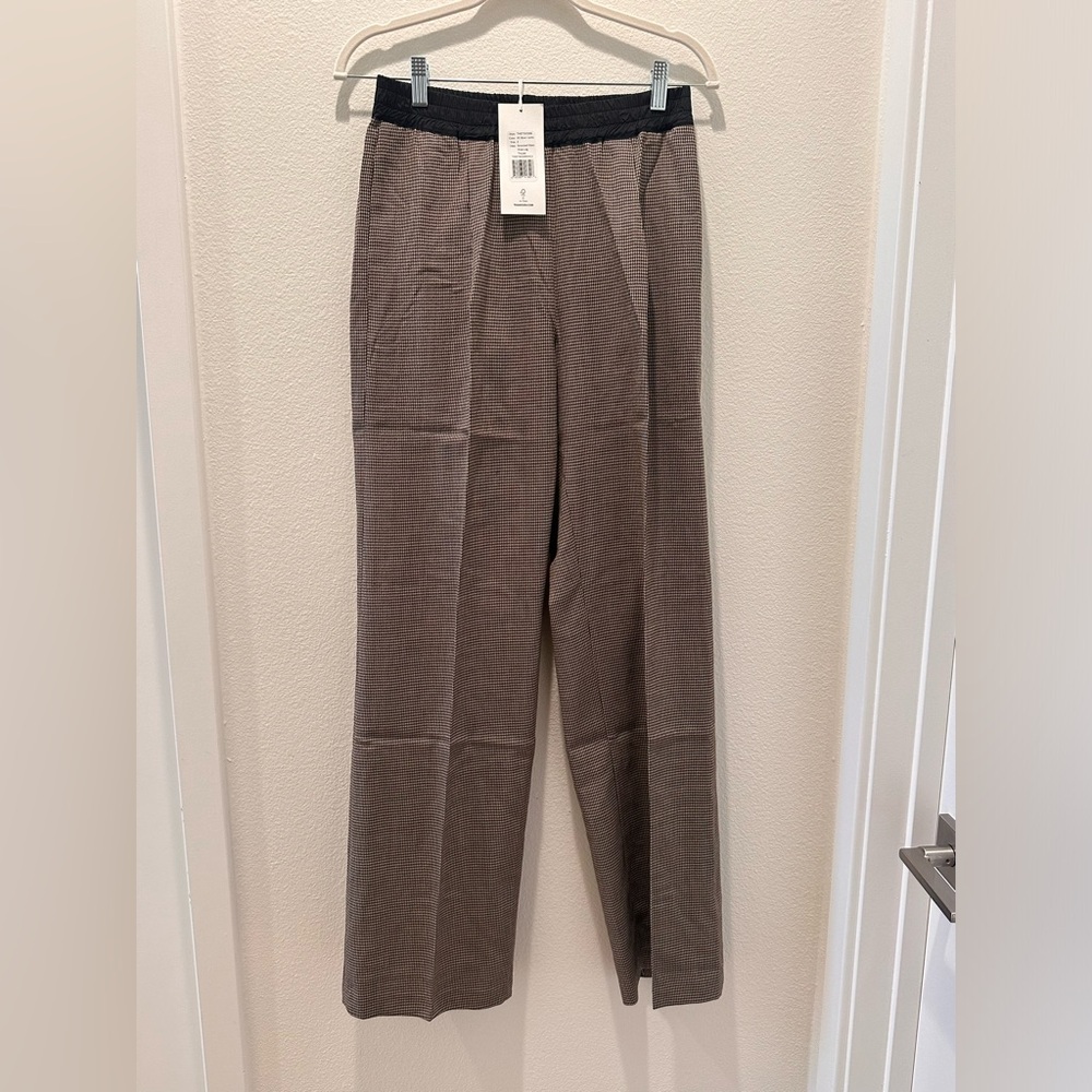 Thakoon NWT WC Brown Combo Smocked Waist Wide Leg Pull On Trouser Pants Size 2